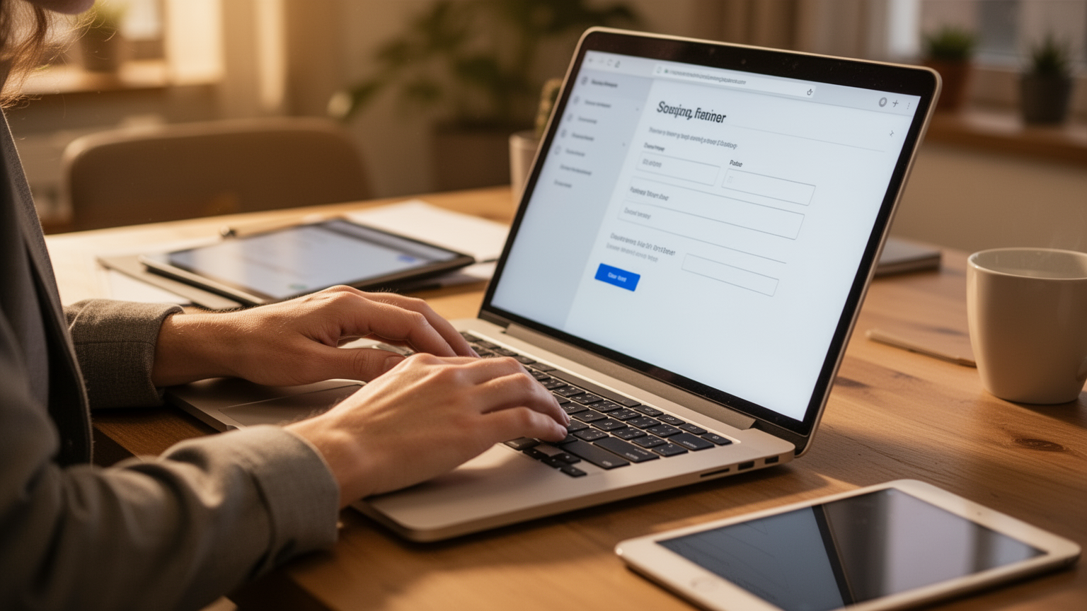 Person typing pet information into a grooming booking form on a laptop